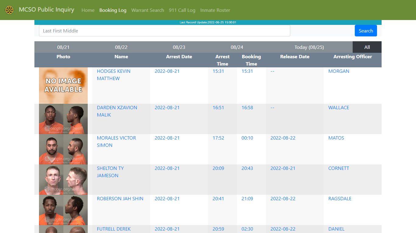 MCSO Public Inquiry: Booking Log - api.mcgtn.org